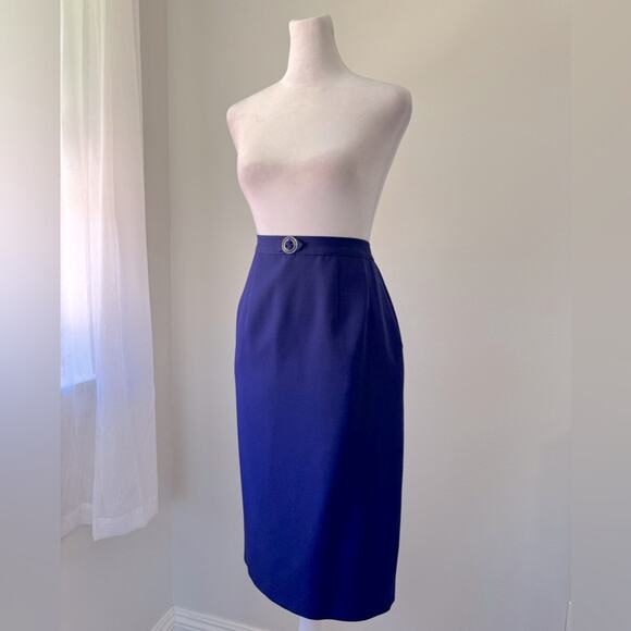 Vintage ‘90s Dark Purple Pencil Midi Skirt - Picture 4 of 10